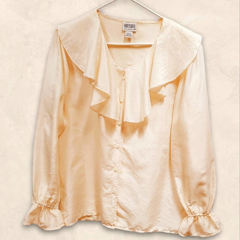 Karin Morgan Silk Blouse size Small Cream color